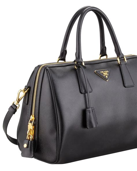 prada saffiano bowler bag with strap|Prada Saffiano Bowler Bag with Strap, Black (Nero) .